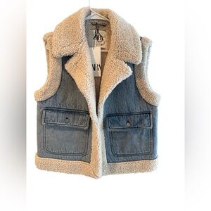 ZARA DOUBLE FACED VEST IN DENIM BLUE